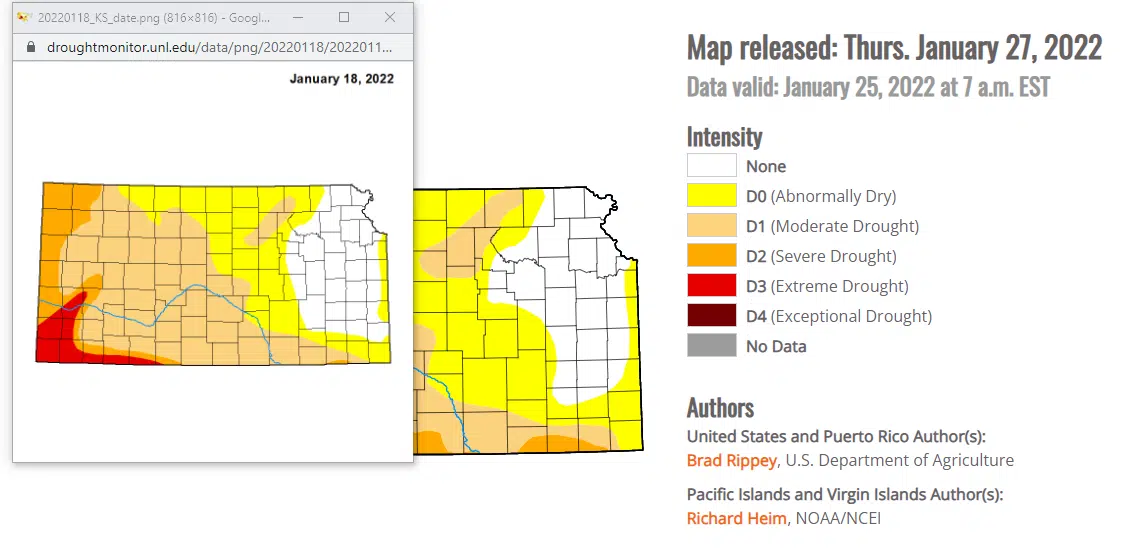 Abnormally dry conditions now cover much of KVOE listening area