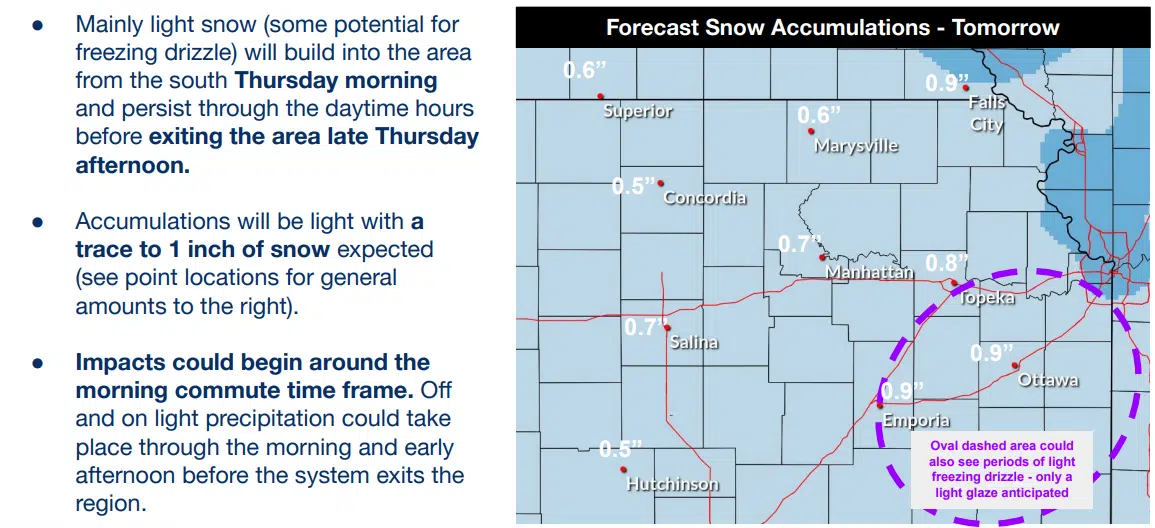 WEATHER: Thin glaze of freezing drizzle could accompany light snow Thursday