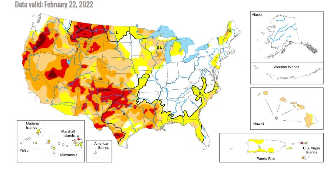 Drought Monitor map virtually unchanged after last week's snowfall