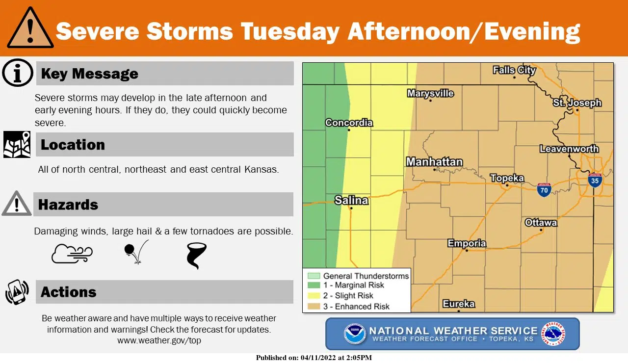 WEATHER: With enhanced severe weather risk Tuesday, Lyon County Emergency Management asks residents to review safety plans before storms develop