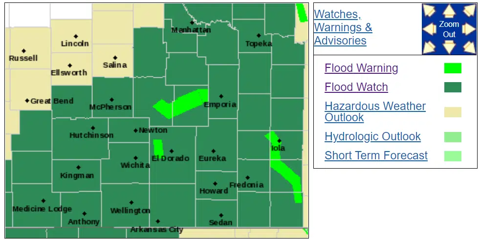 WEATHER: Flood warnings announced for Cottonwood River west of Emporia