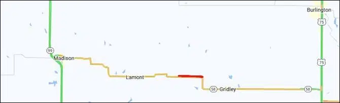 Part of K-58 in southwest Coffey County announced for short-term closures next week