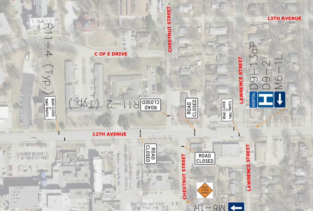 City of Emporia closing 12th and Chestnut beginning Wednesday