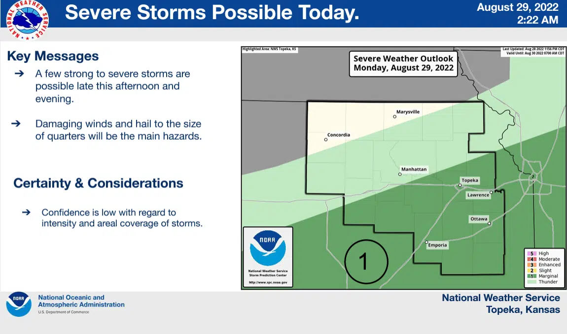 WEATHER: Low-level severe weather threat for Monday evening