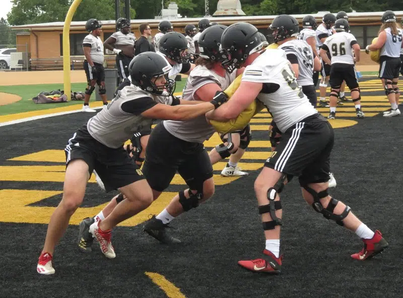 Emporia State football day 2, Offensive line experienced with depth