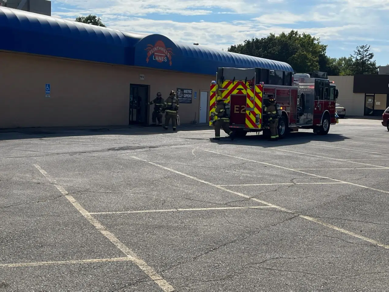 Embers related to welding project apparently lead to possible fire call at Flint Hills Lanes