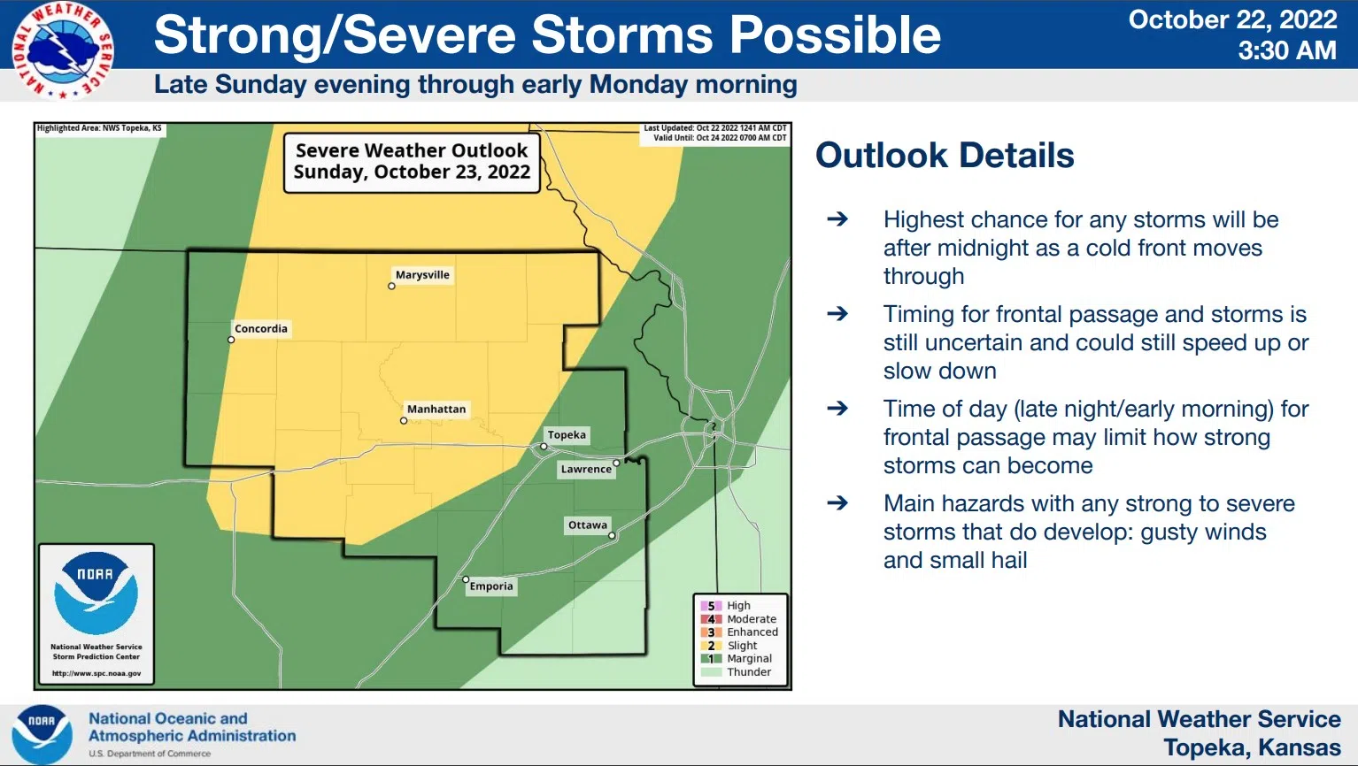 Marginal severe weather risk ahead early Monday