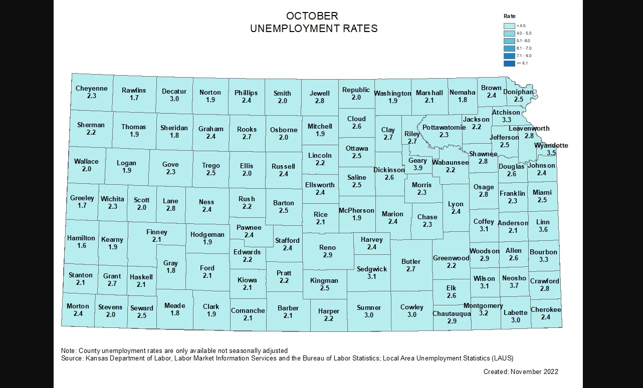 Jobless rates up slightly between September and October