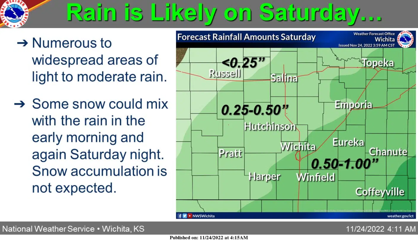 Light to moderate rainfall expected Saturday