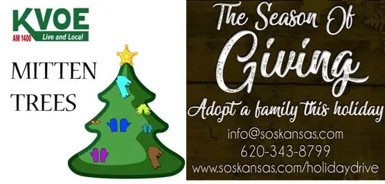 KVOE Mitten Trees now up as SOS Holiday Drive begins