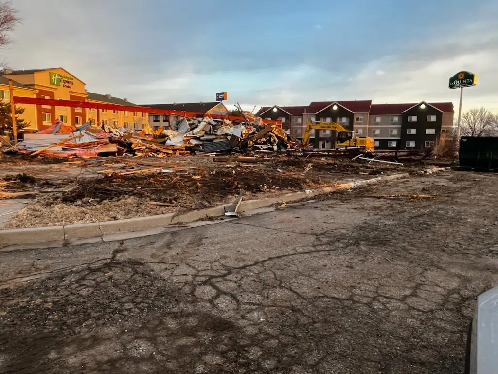 Restaurant demolition largely complete at site of possible hotel in northwest Emporia