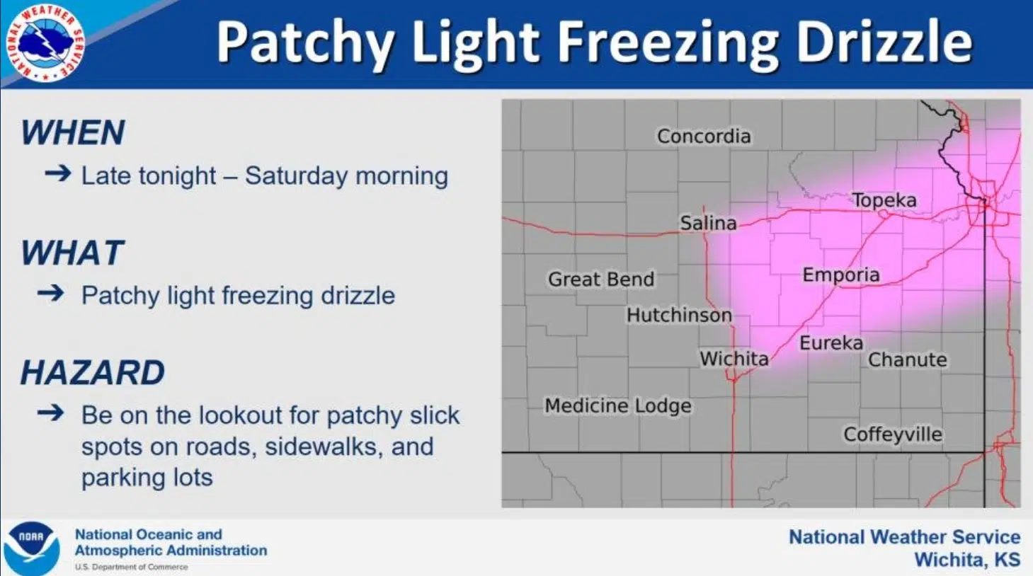 WEATHER: Patchy freezing drizzle possible early Saturday