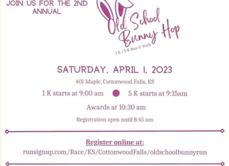 Chase County Old School Development District hosting second annual Bunny Hop run/walk Saturday