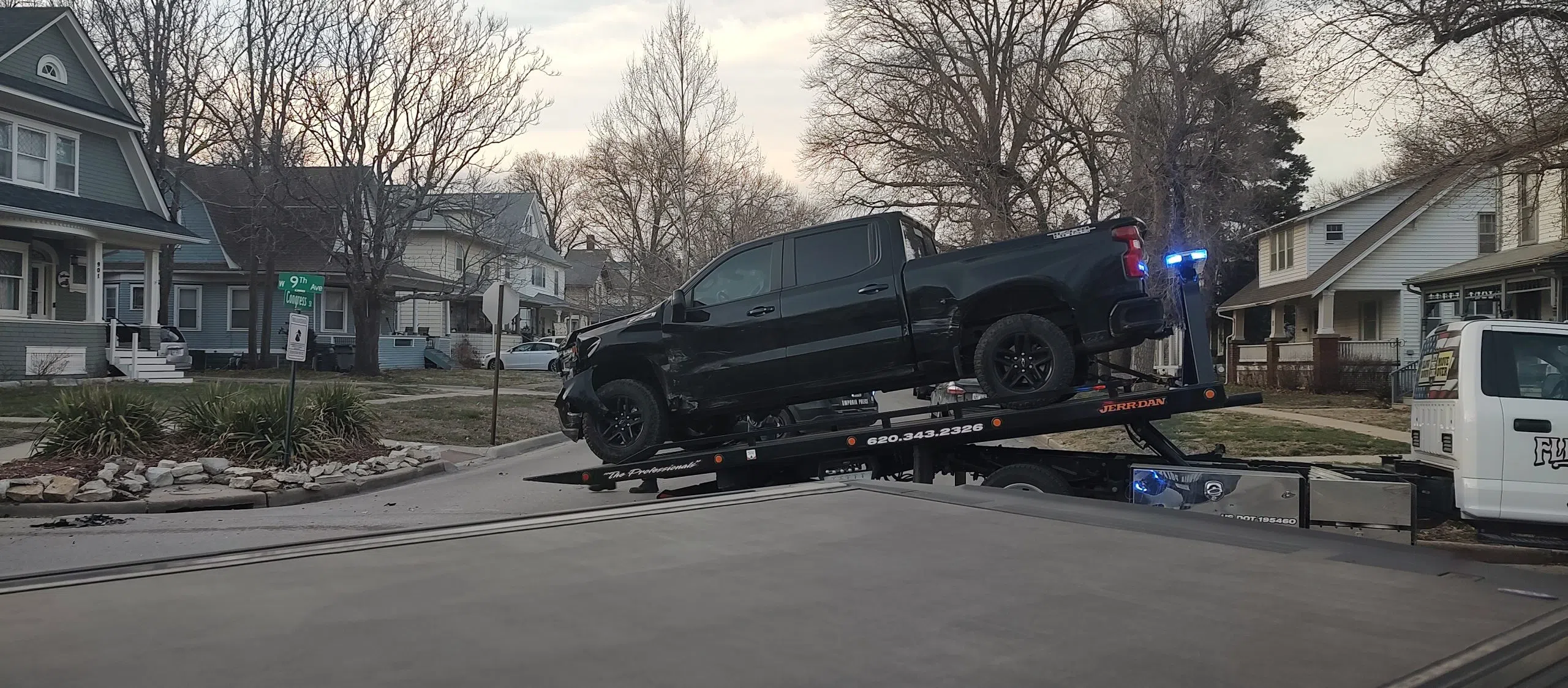 No injuries, one cited and light pole damaged following two vehicle collision in central Emporia Monday night