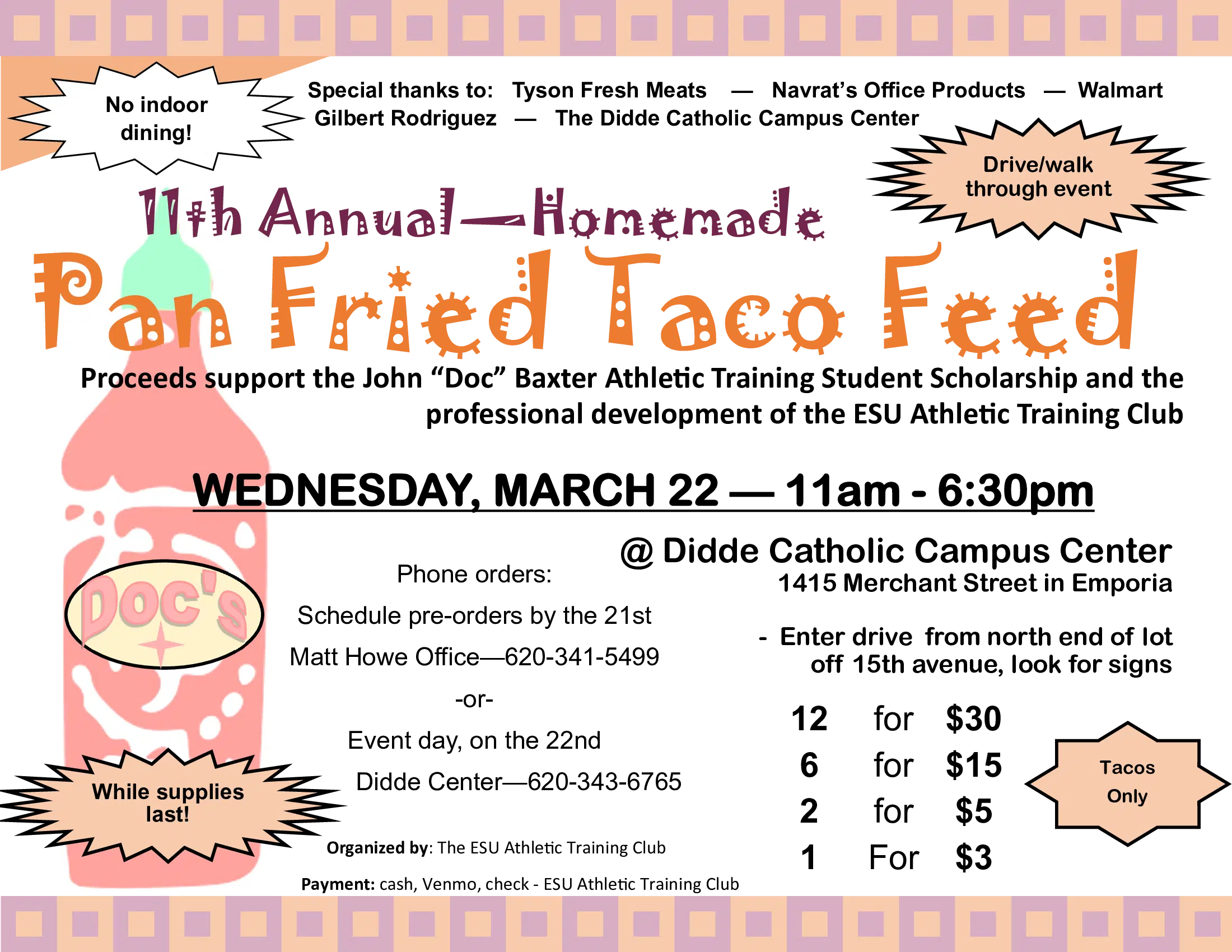 11th annual Pan Fried Taco Feed set for Wednesday