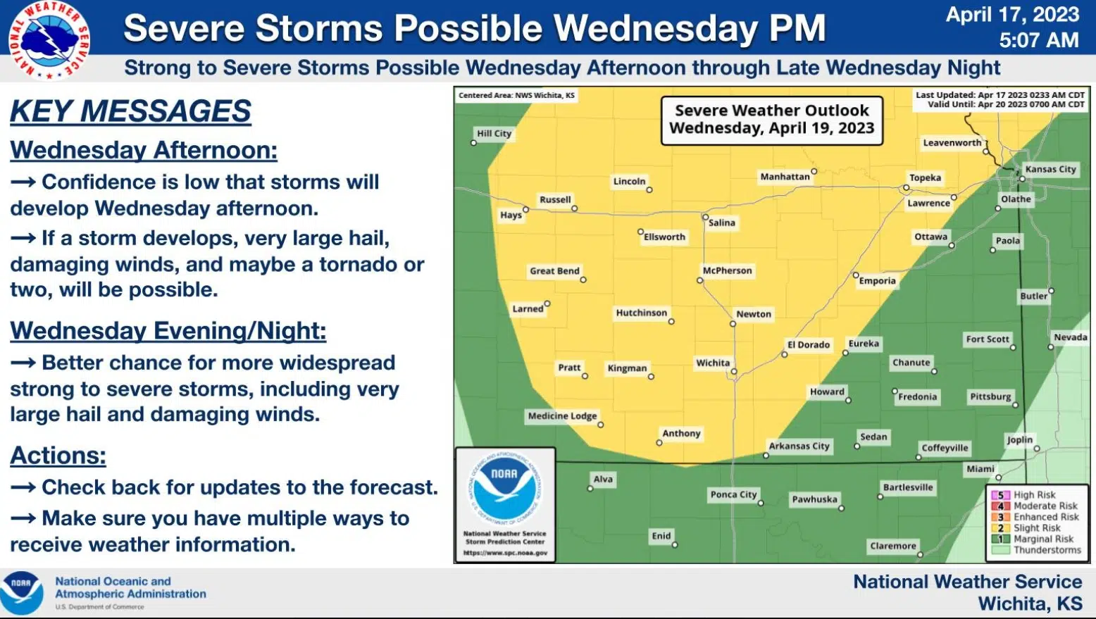 WEATHER: Large hail possible with storm chance Wednesday night