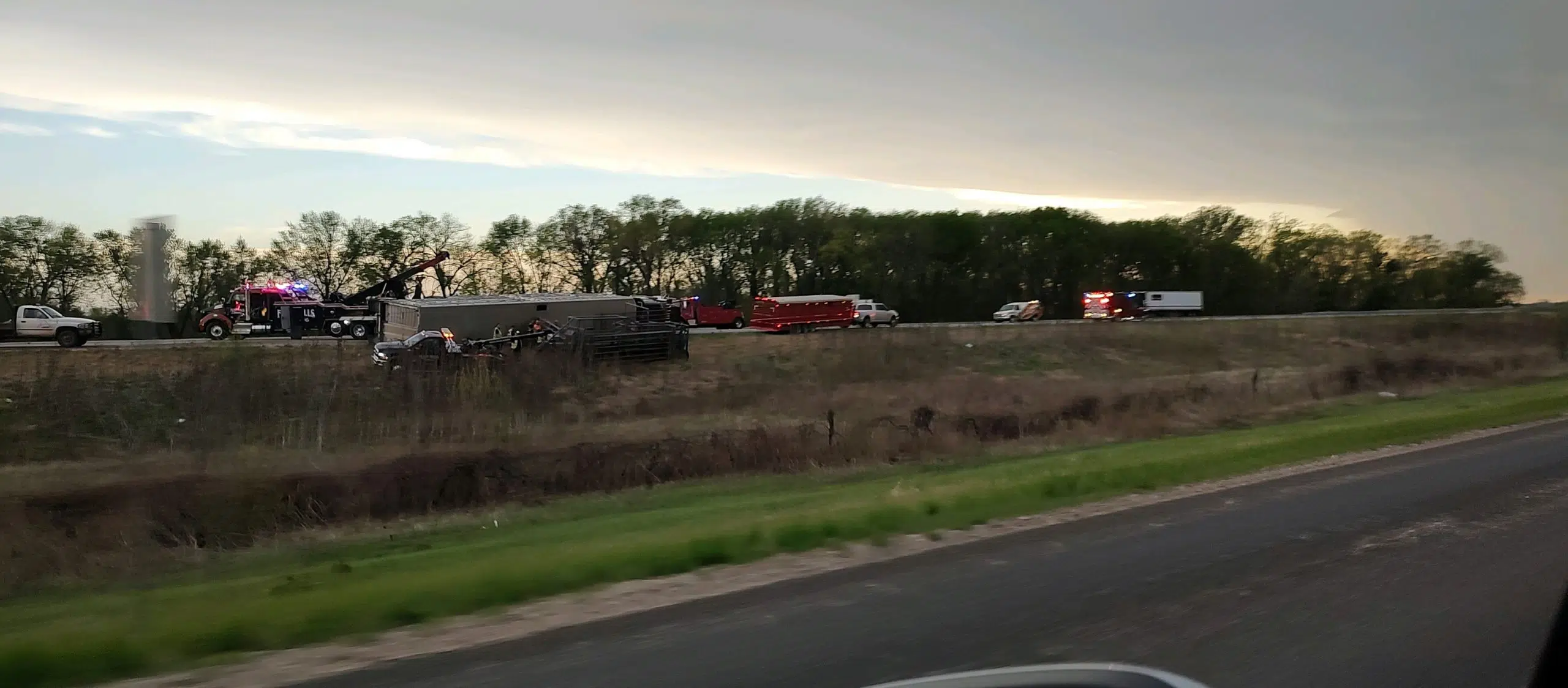 Southbound Interstate 35 closed for nearly five hours near Emporia after cattle hauler crash