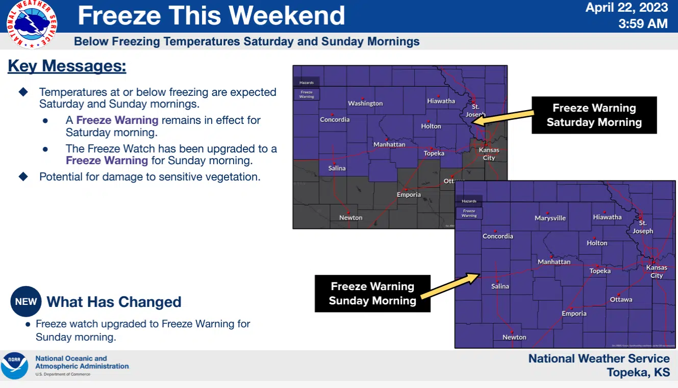 WEATHER: Freeze warnings early Sunday precede lengthy period of potential rainfall