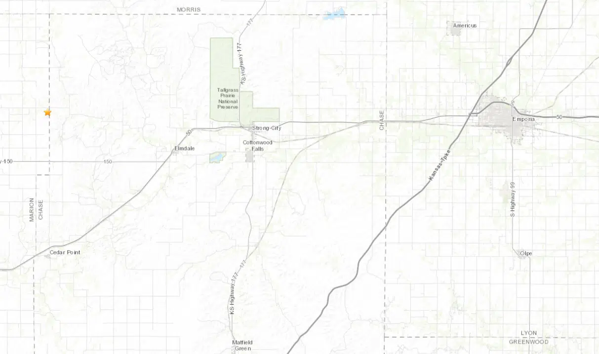 No damage or injuries reported with latest earthquake near Chase-Marion county line