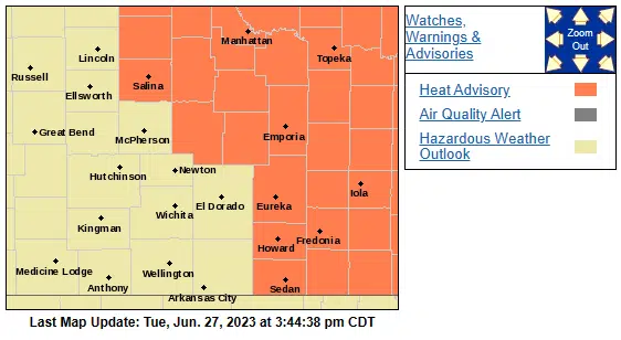 WEATHER: Heat advisory posted Wednesday for all area counties