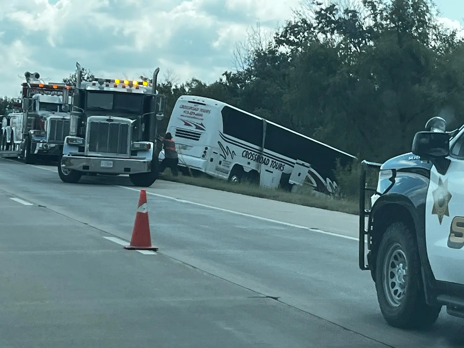 Ottawa University says football team members, coaches on bus that went off Interstate 35 near Emporia