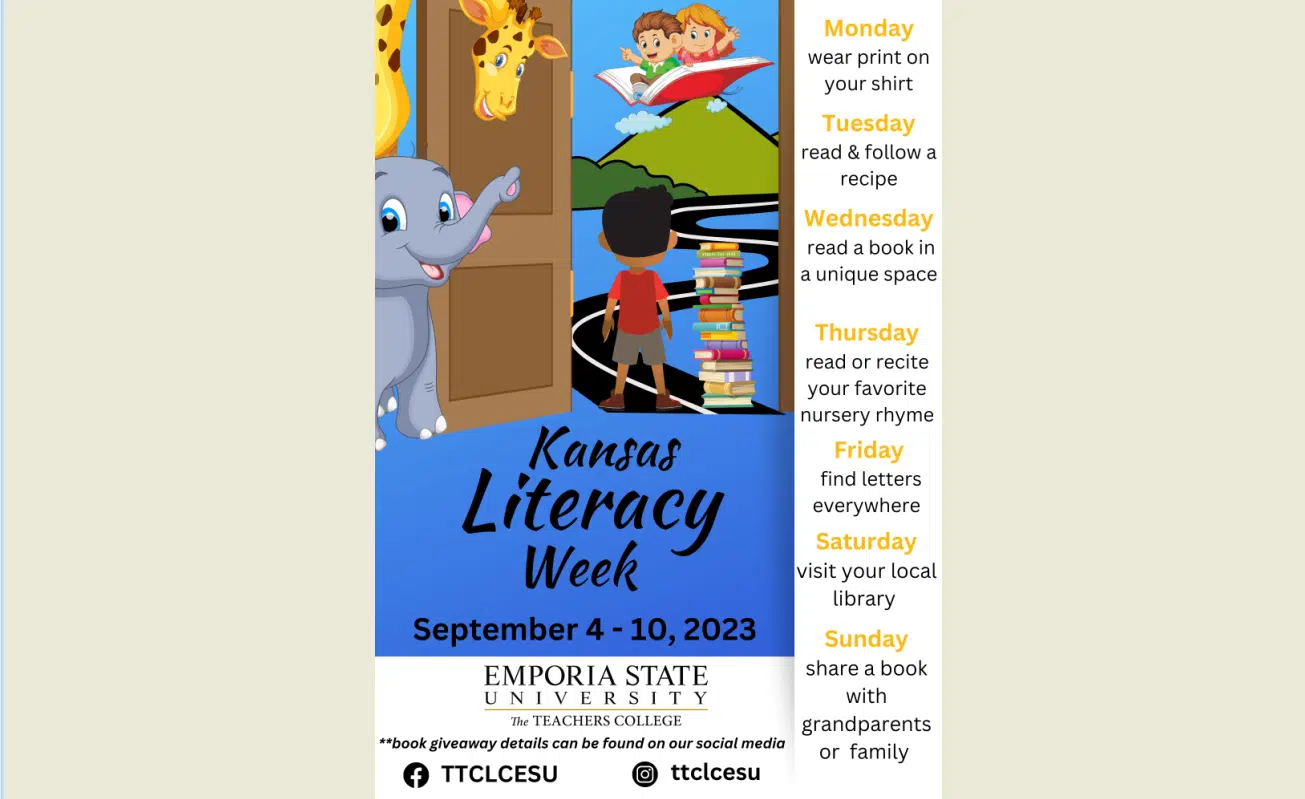 ESU Teachers College Literacy Center promoting Kansas Literacy Week