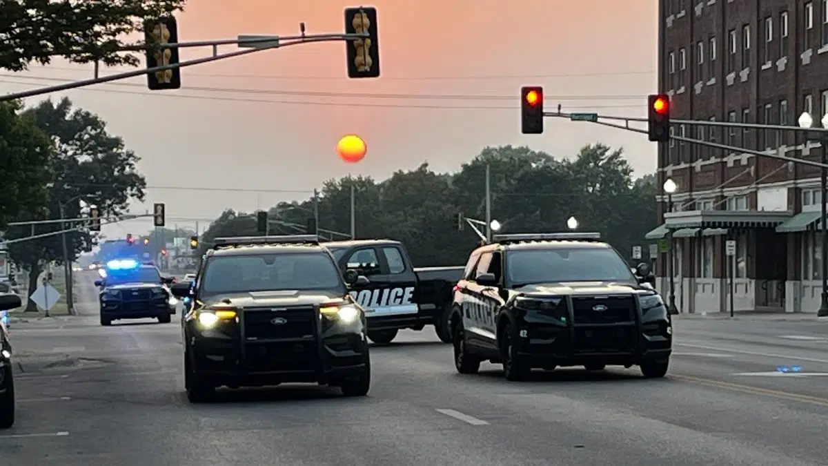 Eastbound traffic on part of West Sixth in downtown Emporia briefly