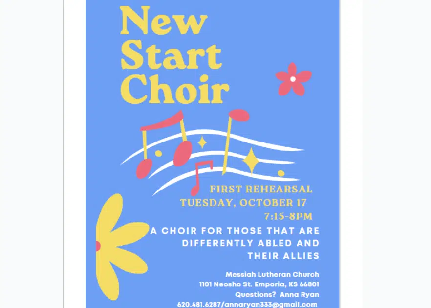 New Start Choir beginning rehearsals Tuesday, October 17