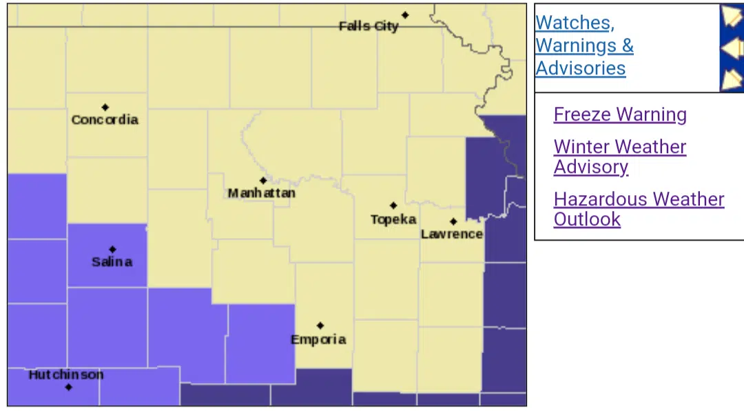 Winter weather related advisories in place for portions of KVOE listening area