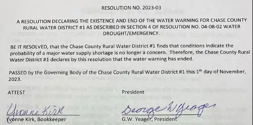 Water warnings replaced with water watches for Chase County residents