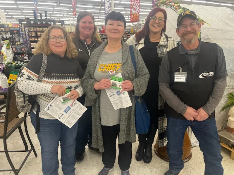 KVOE Bowl Challenge winners head to Waters Hardware to pick up prizes