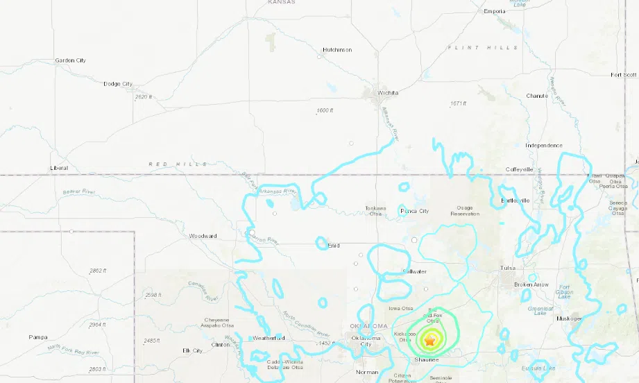 Oklahoma quake Friday night causes numerous reports of shaking across Flint Hills