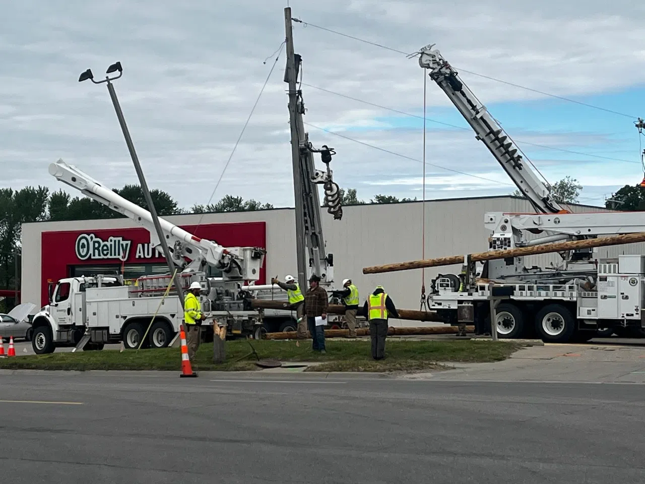 Repairs underway on utility poles damaged Thursday