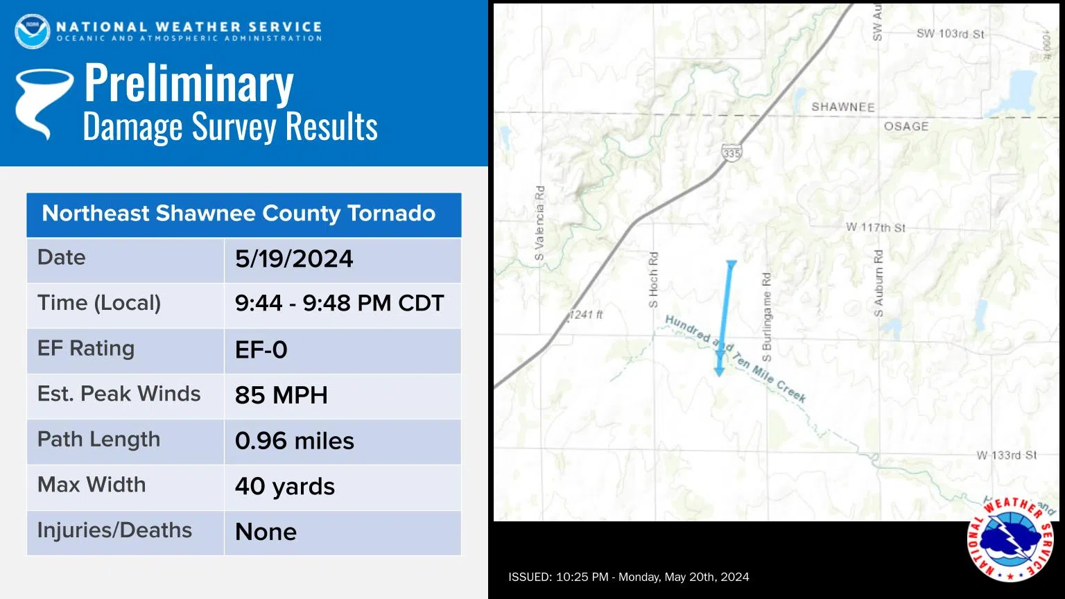 WEATHER: Small tornado reported Sunday night near Burlingame
