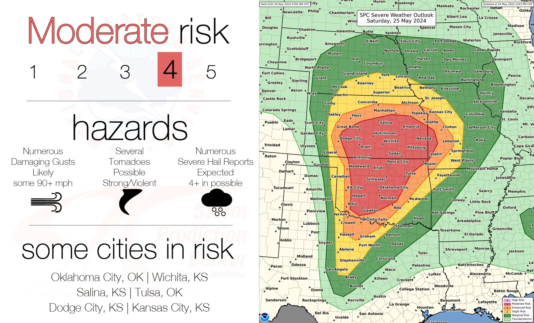 WEATHER: Saturday severe risk upgraded to moderate for all hazards