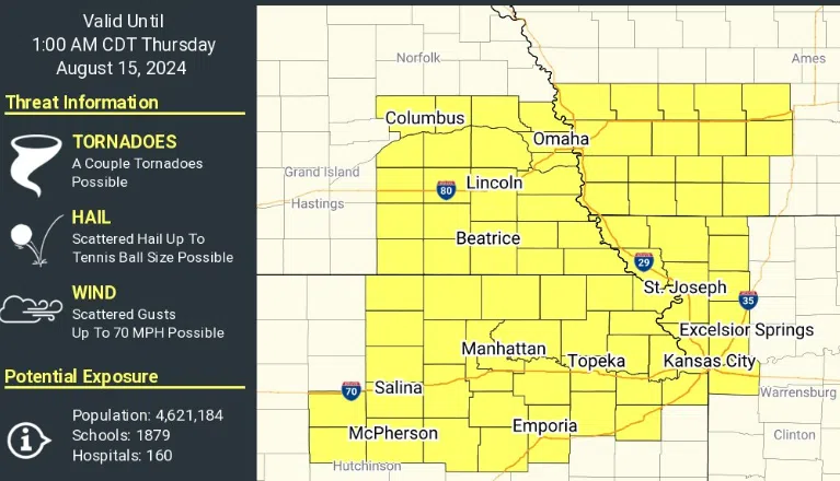 WEATHER: Severe thunderstorm watch issued for Lyon, most surrounding counties