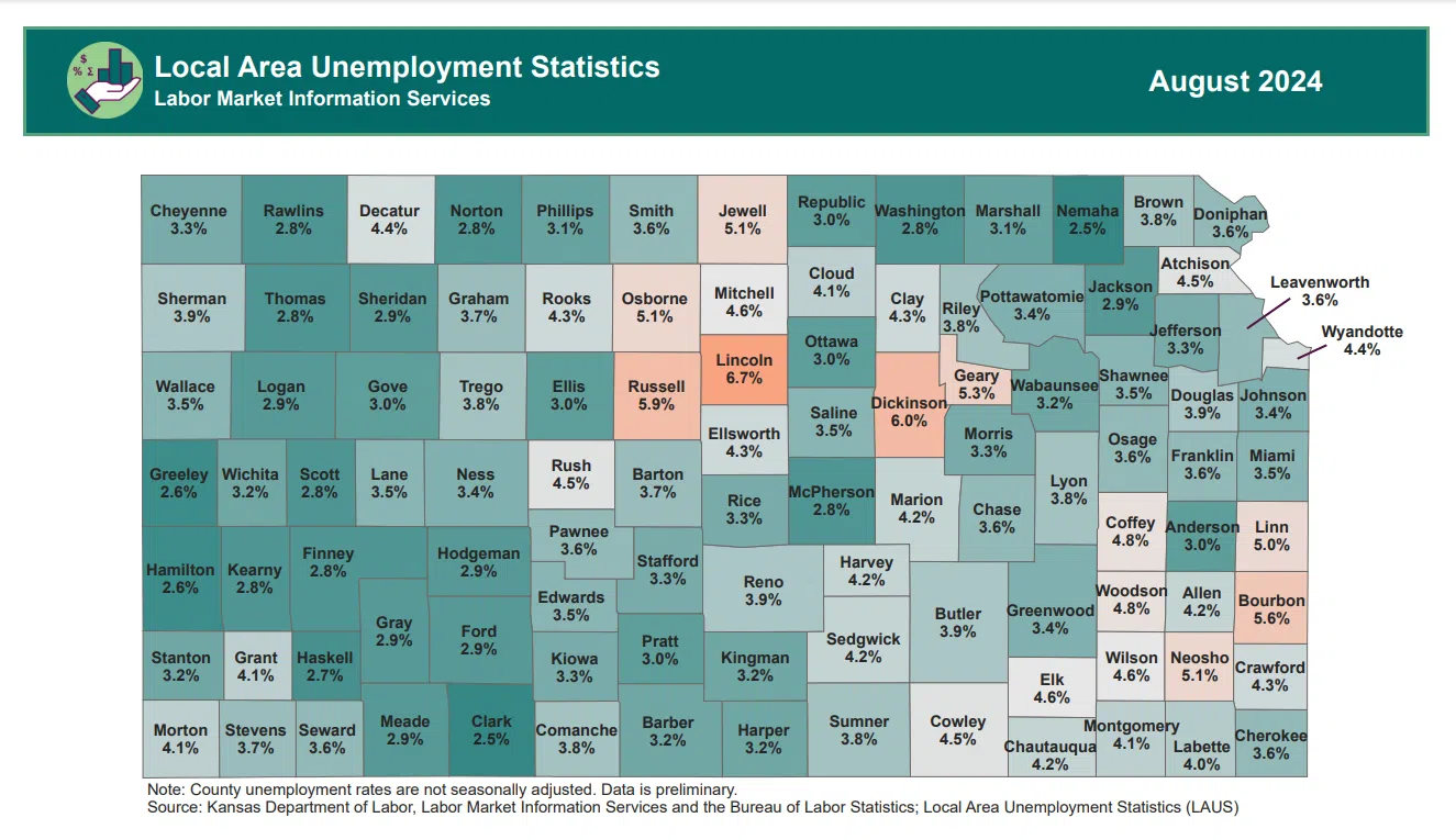 Emporia, most area counties see jobless rates dip