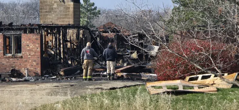 Investigators with Office of the Kansas State Fire Marshal on site and investigating destructive house fire in 700 block of Kansas Highway 99 as of Sunday morning