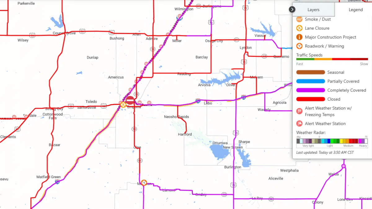 WEATHER: Major highways still closed across east-central, northeast Kansas