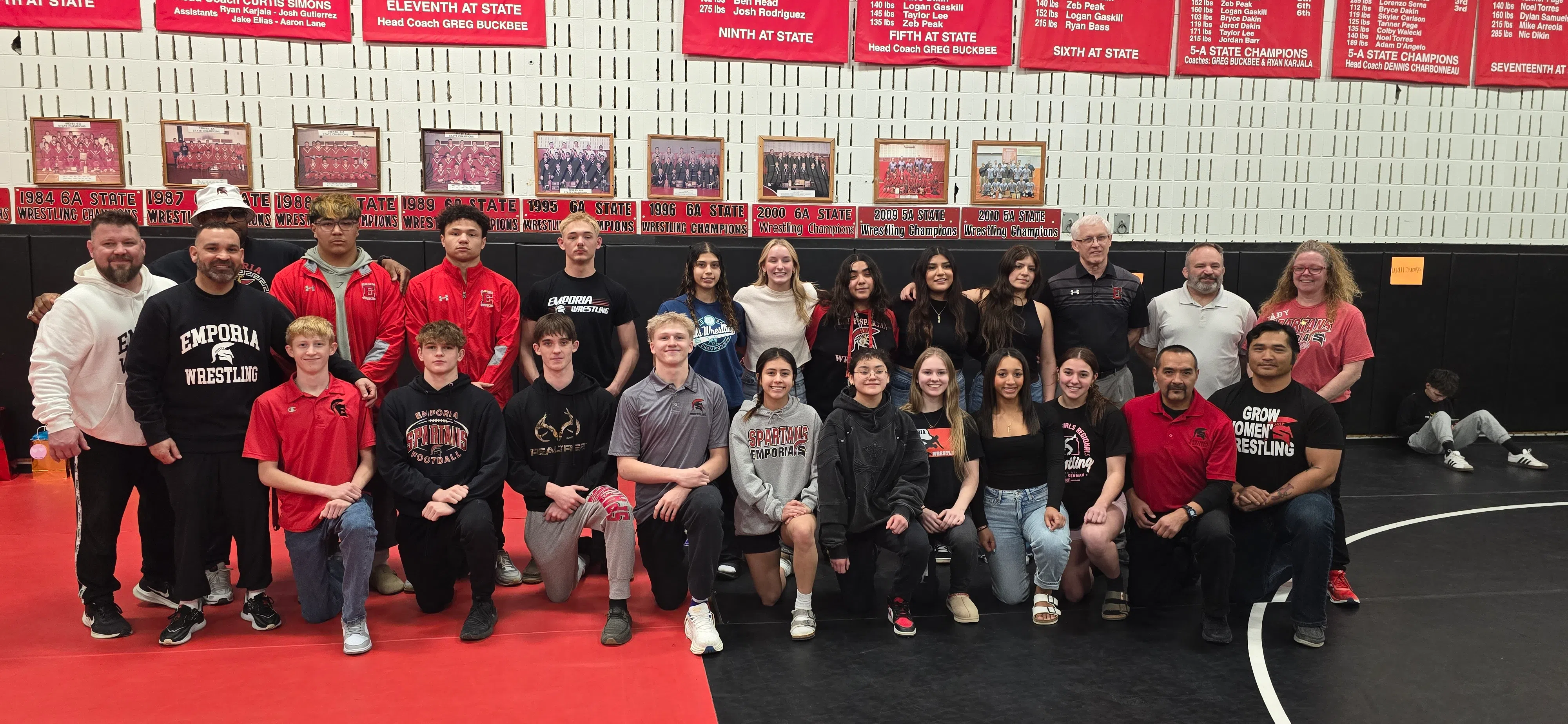 12 of 17 Emporia High Wrestlers still alive at 5A state tournament; Lady Spartans advance 3 to state finals