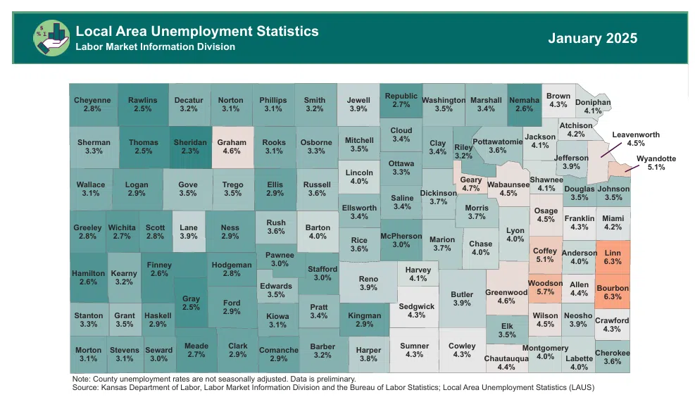 Unemployment up areawide from December to January