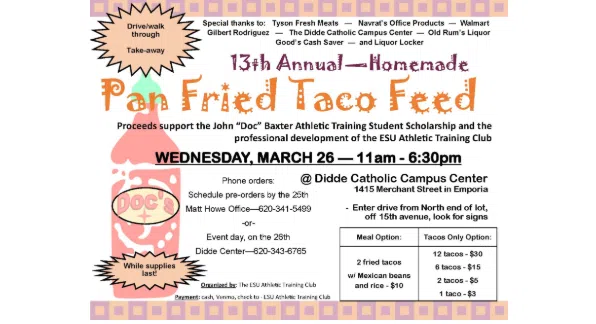 13th annual John 'Doc' Baxter Taco Feed coming March 26th