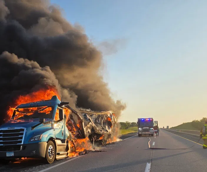 Fire destroys semi on Turnpike in Osage County