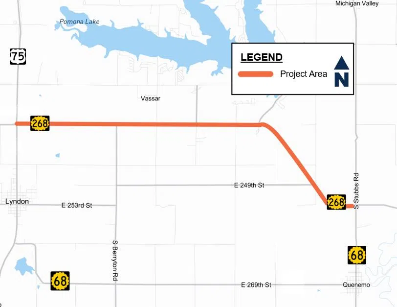 KDOT begins resurfacing part of K-268 next week