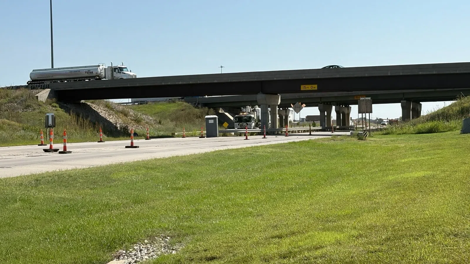 New short-term traffic configuration in place for US-50 drivers under damaged KTA bridge near Emporia