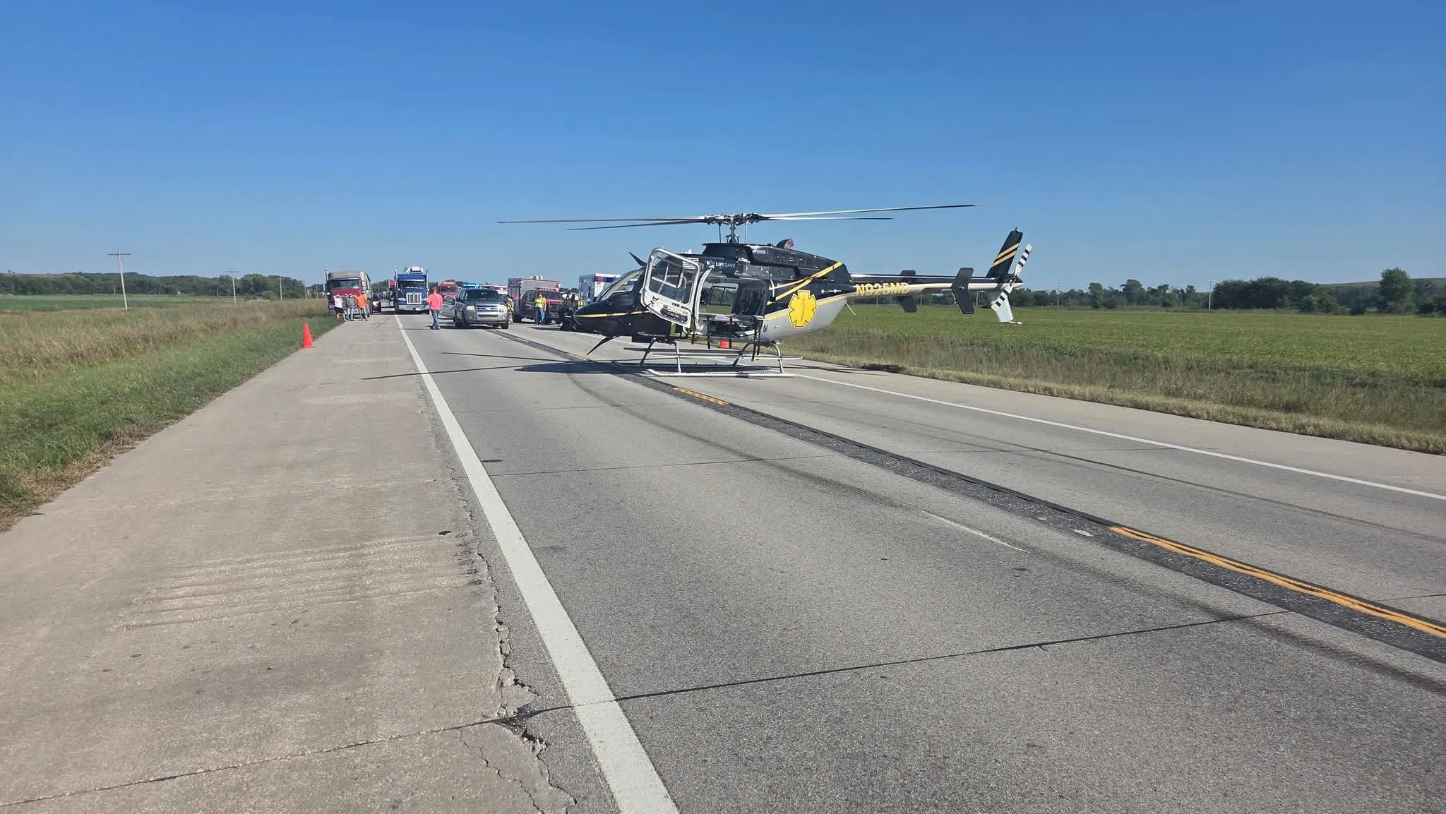 Emporian airlifted following head on collision between car and semi in Chase County Friday