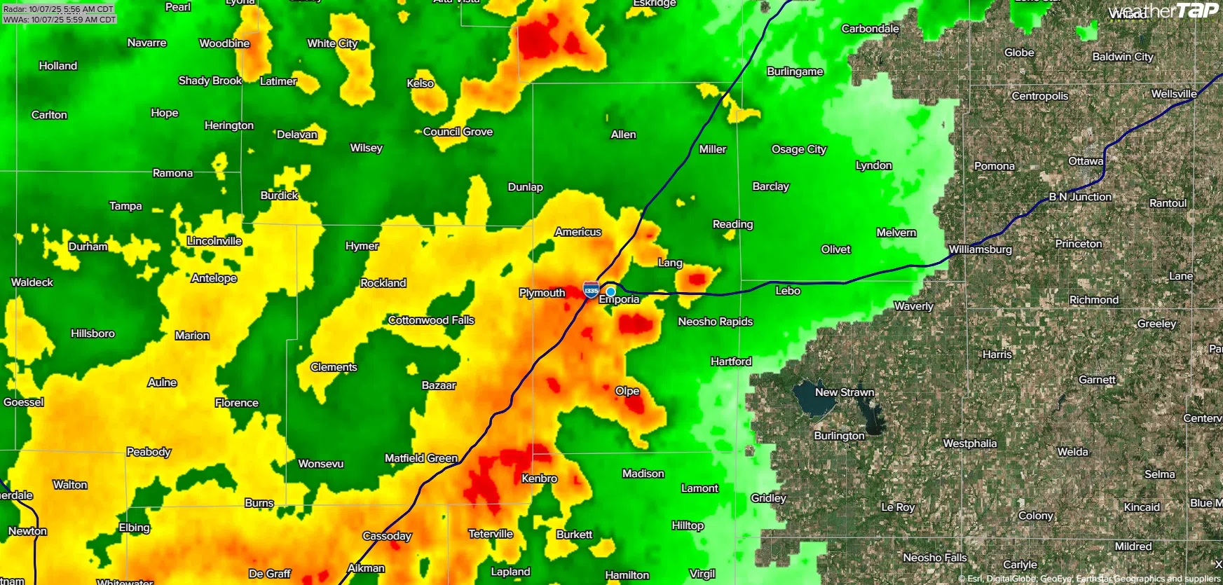 Moderate to heavy rain noted across KVOE listening area