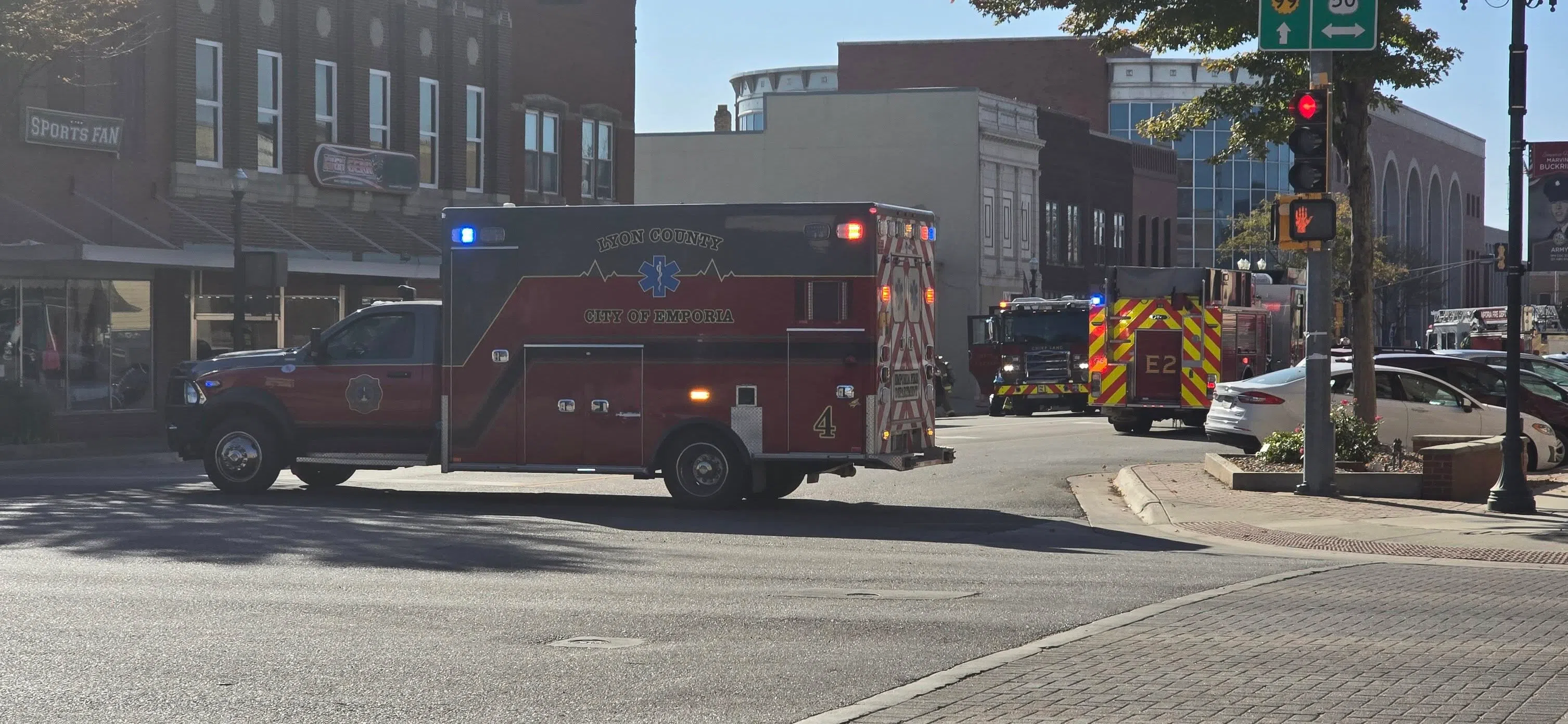 No meter readings registered, faint odor of natural gas reported following gas leak call in downtown Emporia Wednesday morning