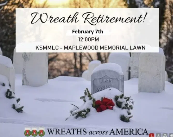 Wreaths Across America site coordinator hopeful latest postponement for wreath pickup will be the last with new date of February 7th due to cold conditions forecasted for coming weekend