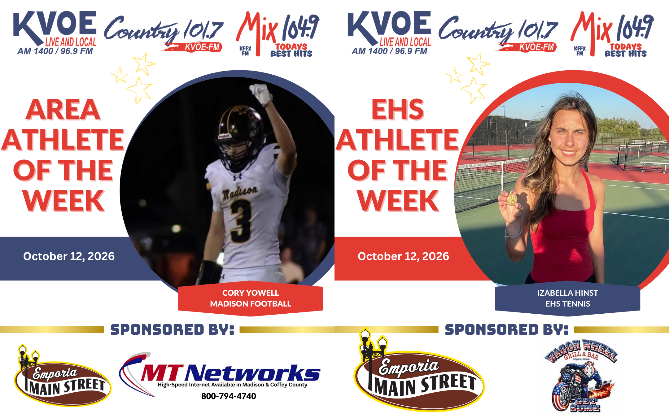 Athletes of the Week: Yowell and Hinst